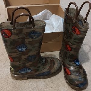 Western Chief Light Up Rain Boots Aviator Camo Sz 7/8 VGUC with box